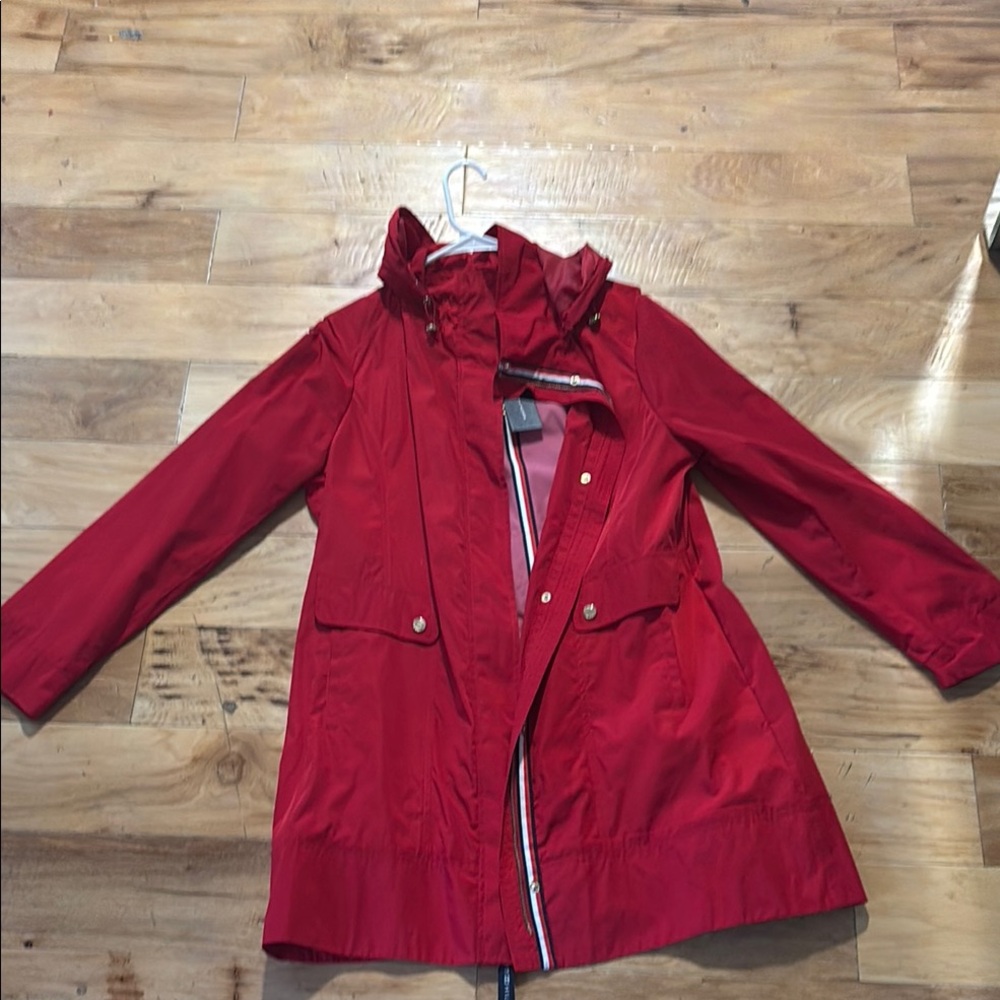 Tommy Hilfiger Red Trench Coat Double-Breasted Belted